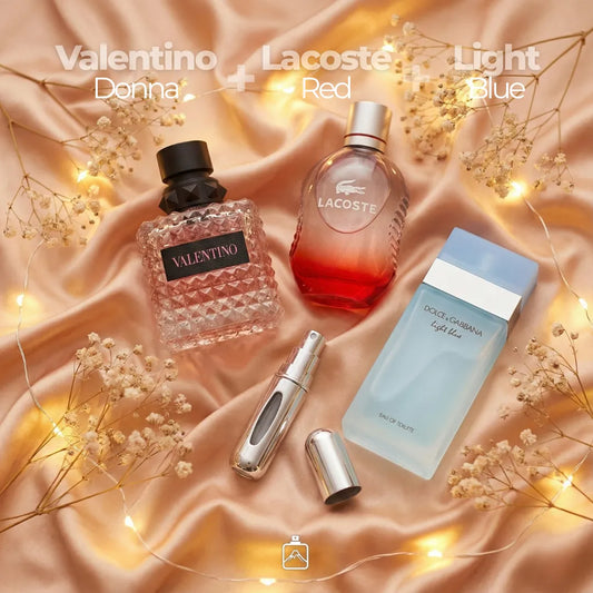 Pack x3: Valentino Donna + Lacoste Red + Light Blue