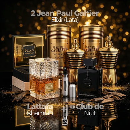 Pack x4: 2x JPG Elixir (Lata) + Khamrah (Estuche) + Club de Nuit
