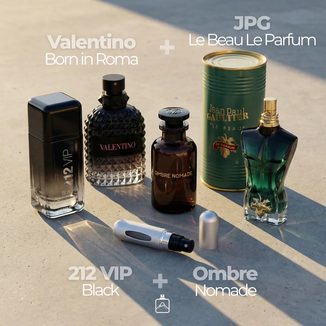 Pack x4: 212 Black + Valentino + Ombre Leather + Le Beau (Lata)