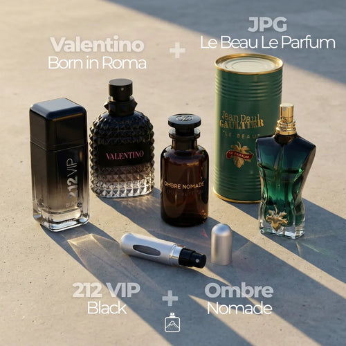 Pack x4: 212 Black + Valentino + Ombre Leather + Le Beau (Lata)